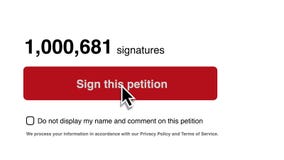 Signing an online petition
