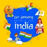 Signora in saree tricolore della bandiera indiana per il giorno felice della Repubblica del 26 gennaio dell'India illustrazione di stock Signora in saree tricolore della bandiera indiana per il giorno felice della Repubblica del 26 gennaio dell'India illustrazione di stock