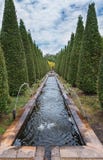 Sikt av numret av springbrunnar inom pyramidala tui i medeltalen arkivbilder Sikt av numret av springbrunnar inom pyramidala tui i medeltalen arkivbilder