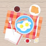 Sikt för bästa vinkel för mat för frukosttabell royaltyfri illustrationer Sikt för bästa vinkel för mat för frukosttabell royaltyfri illustrationer