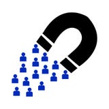 Silhouet van magneet, aantrekkelijkheid van klanten en klanten aan B stock illustratie Silhouet van magneet, aantrekkelijkheid van klanten en klanten aan B stock illustratie