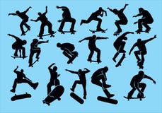 Silhouet van skateboarder stock illustratie Silhouet van skateboarder stock illustratie