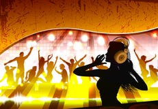 Silhouet van vrouwelijk DJ stock illustratie Silhouet van vrouwelijk DJ stock illustratie