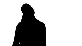 Silhouetportret van het jonge medische artsenvrouw glimlachen, gevend duimen op handteken, die camera bekijken met stock video Silhouetportret van het jonge medische artsenvrouw glimlachen, gevend duimen op handteken, die camera bekijken met stock video