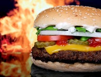 Silhouette of cheese burger and summer garden vegetables royalty free stock photography Silhouette of cheese burger and summer garden vegetables royalty free stock photography