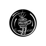 Silhouette circle vintage emblem from coffee shop Royalty Free Stock Images Silhouette circle vintage emblem from coffee shop Royalty Free Stock Images