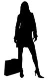 Silhouette With Clipping Path of Business Woman with Briefcase