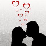 Silhouette Couple Kissing Stock Photography