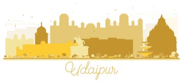Silhouette d'or d'horizon de ville d'Inde d'Udaipur illustration de vecteur Silhouette d'or d'horizon de ville d'Inde d'Udaipur illustration de vecteur