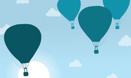 Silhouette de ballon à air avec le paysage de nuage illustration de vecteur Silhouette de ballon à air avec le paysage de nuage illustration de vecteur