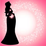 Silhouette de femme enceinte avec les coeurs reliés rougeoyants illustration libre de droits Silhouette de femme enceinte avec les coeurs reliés rougeoyants illustration libre de droits
