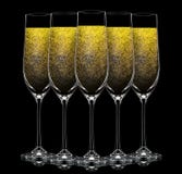 Silhouette de verre de champagne de couleur sur le noir Photographie stock