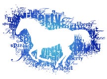 Silhouette of horse with words