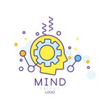 Silhouette of human head with gear. Process of generating ideas, thinking and making decisions. Colorful mind energy vector illustration Silhouette of human head with gear. Process of generating ideas, thinking and making decisions. Colorful mind energy vector illustration