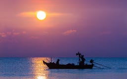 Silhouette Image Of Fishermen In Fishing Boat Stock Photos Silhouette Image Of Fishermen In Fishing Boat Stock Photos