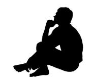 Silhouette latérale de portrait de profil d'adolescent se reposant sur le groun illustration stock Silhouette latérale de portrait de profil d'adolescent se reposant sur le groun illustration stock
