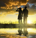 Silhouette of men and women holding hands stock photography Silhouette of men and women holding hands stock photography