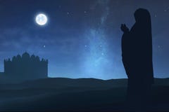 Silhouette of muslim woman raising hand and praying stock images Silhouette of muslim woman raising hand and praying stock images