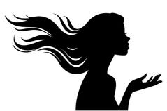 Silhouette Of Beautiful Girl In Profile With Long Hair Stock Photo Silhouette Of Beautiful Girl In Profile With Long Hair Stock Photo