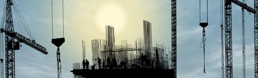 Silhouette Of Construction Worker Royalty Free Stock Photos