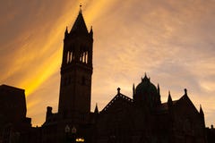 Silhouette Of Old South Church In Boston, Massachusetts, USA Royalty Free Stock Photos