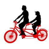 Silhouette Of Two Athletes On Tandem Bicycle On White Background Royalty Free Stock Photo