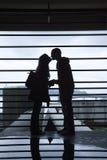 Silhouette Of Young Couple Kissing Royalty Free Stock Images