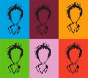 Silhouette portrait of young girl with beam hair Stock Photos Silhouette portrait of young girl with beam hair Stock Photos
