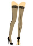 Silhouette of slender beautiful lady legs. The girl is standing. The woman is dressed in fashionable stockings and shod in black royalty free illustration Silhouette of slender beautiful lady legs. The girl is standing. The woman is dressed in fashionable stockings and shod in black royalty free illustration