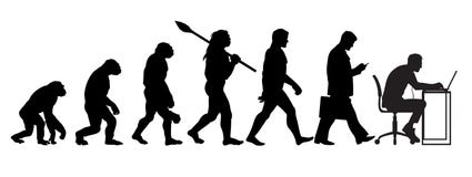 Silhouette of theory of evolution of man
