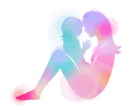 Silhouette акварель счастливых родителей имея полезного время работы с бесплатная иллюстрация Silhouette акварель счастливых родителей имея полезного время работы с бесплатная иллюстрация