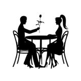 Silhouettes des couples romantiques lors de la réunion d'amour sur un fond blanc illustration de vecteur Silhouettes des couples romantiques lors de la réunion d'amour sur un fond blanc illustration de vecteur
