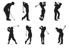 Silhouettes Of Players Of Golf Royalty Free Stock Photography Silhouettes Of Players Of Golf Royalty Free Stock Photography
