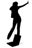 Silhueta com dança adolescente da menina do trajeto de grampeamento com portátil e ilustração stock Silhueta com dança adolescente da menina do trajeto de grampeamento com portátil e ilustração stock