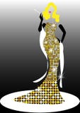 Silhueta de Diva Hollywood, mulher loura da forma retro bonita, denominação e os anos 50 dos anos 40 do vestido de noite, ilustração royalty free Silhueta de Diva Hollywood, mulher loura da forma retro bonita, denominação e os anos 50 dos anos 40 do vestido de noite, ilustração royalty free
