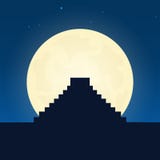 Silhueta de México da atração Bandeira do curso com a lua no fundo da noite Viagem ao país Ilustração de viagem ilustração stock Silhueta de México da atração Bandeira do curso com a lua no fundo da noite Viagem ao país Ilustração de viagem ilustração stock