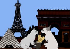 Silhueta Margot e Randy a Paris com o museu da torre Eiffel e da grelha foto de stock royalty free Silhueta Margot e Randy a Paris com o museu da torre Eiffel e da grelha foto de stock royalty free