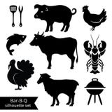 Silhuetas do BBQ ilustração stock Silhuetas do BBQ ilustração stock