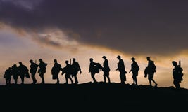 Sillouette of WW2 Army Soldiers at dusk