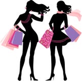 Silueta de la muchacha de compras Imágenes de archivo libres de regalías Silueta de la muchacha de compras Imágenes de archivo libres de regalías