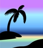 Silueta de la palma en la playa libre illustration Silueta de la palma en la playa libre illustration