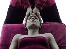 Silueta trasera de la terapia del masaje imágenes de archivo libres de regalías Silueta trasera de la terapia del masaje imágenes de archivo libres de regalías