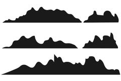 Siluetas de las montañas en el fondo blanco ilustración del vector Siluetas de las montañas en el fondo blanco ilustración del vector