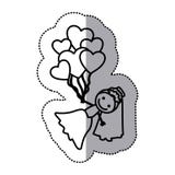 siluetta disegnata a mano dell'autoadesivo con la sposa ed i palloni dei cuori Immagine Stock Libera da Diritti siluetta disegnata a mano dell'autoadesivo con la sposa ed i palloni dei cuori Immagine Stock Libera da Diritti