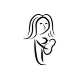 Siluetta nera della donna con allattamento al seno del bambino Giorno di allattamento al seno del mondo Settimana di allattamento royalty illustrazione gratis Siluetta nera della donna con allattamento al seno del bambino Giorno di allattamento al seno del mondo Settimana di allattamento royalty illustrazione gratis