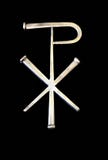 Silver Chi Rho made with nail shaped metal