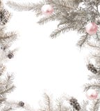 Silver Christmas frame with pink baubles