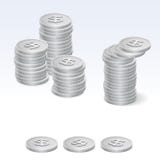 Silver Dollar Coin Stack Vector Icons Stock Image