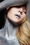 Silver Girl. Beautiful Woman with Sparkles stock photos Silver Girl. Beautiful Woman with Sparkles stock photos