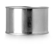 Silver metal tin can isolated on white background. Stock Photography Silver metal tin can isolated on white background. Stock Photography